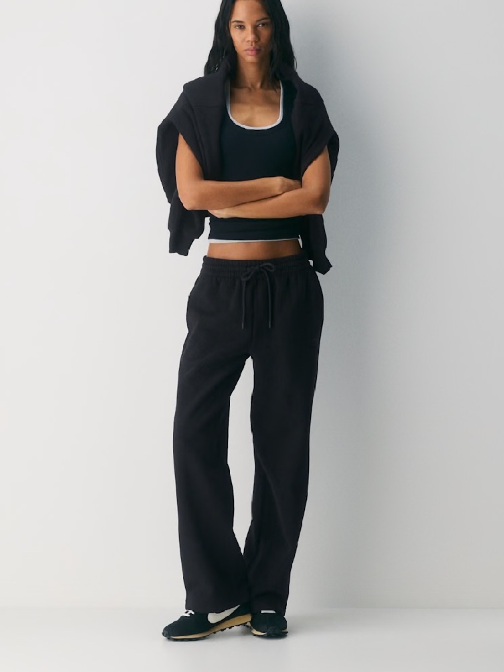 Aritzia - Black Women's Cozy Sweatfleece Boyfriend Wide Sweatpant - Size XL